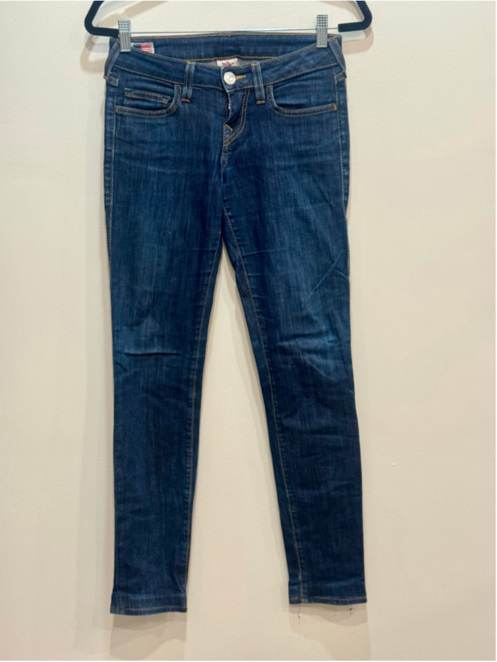 True Religion Y2K Casey Super Skinny Jeans Dark Wash Low Rise USA Size 26